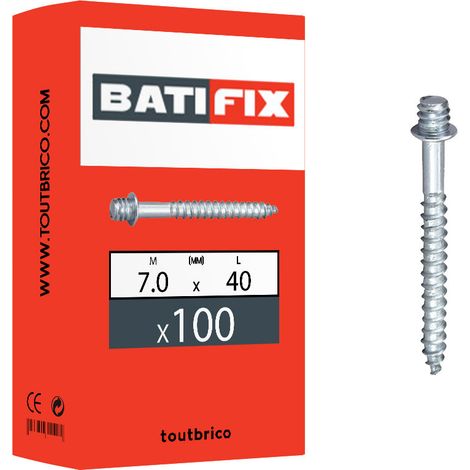 100 pattes à vis bois 7 x 40mm acier zingué blanc - Batifix
