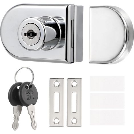 Serrure pour vitrines, en alliage de zinc, pour meubles de rangement (notamment pour présentoirs de téléphones). (1/5)