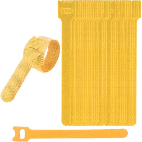 Lot de 30 attaches de câble réutilisables jaunes, attaches réglables de 15 cm, velcro en microfibre pour la gestion et l'organisation des câbles (1/5)