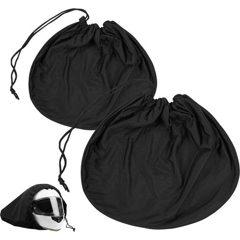 Set di 2 borse porta casco leggere con chiusura a coulisse per calcio, hockey, sci, equitazione, corsa, motoslitta, ciclismo (nero)