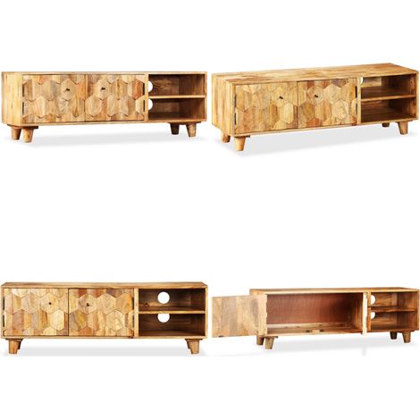 Meuble TV Bois massif de manguier 118 x 35 x 40 cm - Meuble tv manguier - Meuble tv solide (1/5)