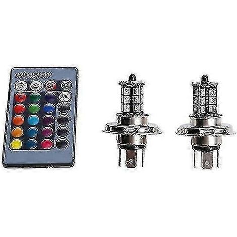 Lot de 2 lampes d'ambiance RGB universelles 9006 H4 HB4 H7 H8 H9 H11 avec télécommande, accessoires auto et télécommande. (1/5)