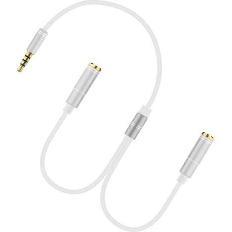 Adaptateur double pour casque (30 cm), câble répartiteur audio (3,5 mm), câble de contrôle audio. (1/5)