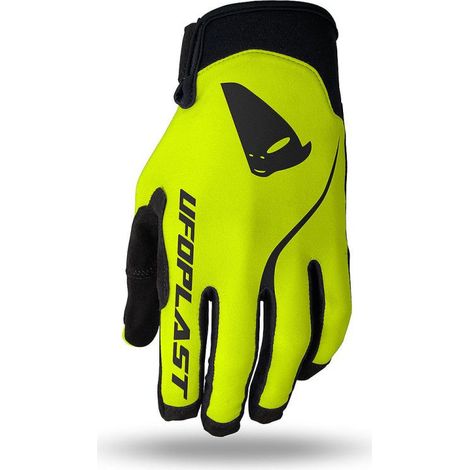 Gants de motocross enfant UFO 2025/09 SKYLINE, couleur noir et jaune fluo, taille M - Collection 2025
