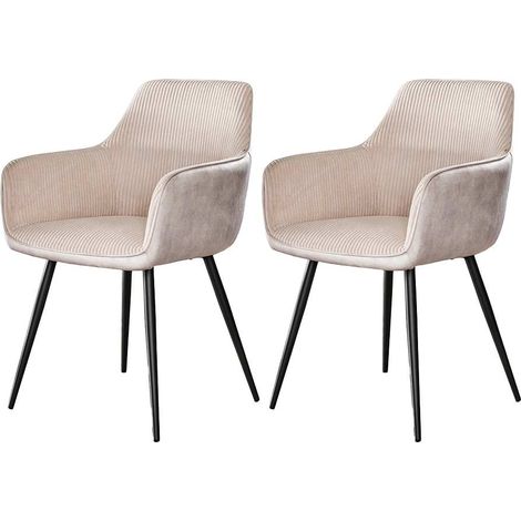 Lormi - lot de 2 fauteuils - en velours côtelé et velours - beige (1/5)
