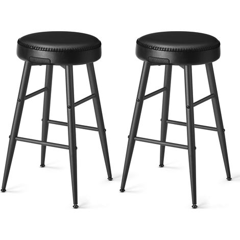Sgabello da bar set di 2 sedie da cucina seduta alta in PU con cuciture altezza seduta 63 cm per cucina casa bar facile montaggio nero 120005185