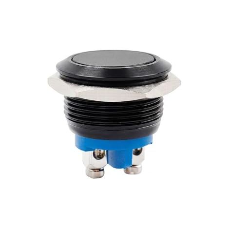 Button 19 mm 12-250V Metal Terminal 1NO SPST Black Shell Push Switch Car Motorcycle Boat Industrial