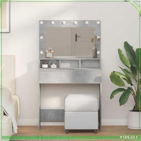Coiffeuse - ABI - Gris béton - Bois d'ingénierie - Miroir avec éclairage LED (1/5)