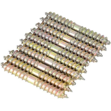 Lot de 10 vis à tête bombée double extrémité pour fixation de meubles, goujons et tiges de 6 x 50 mm (1/5)