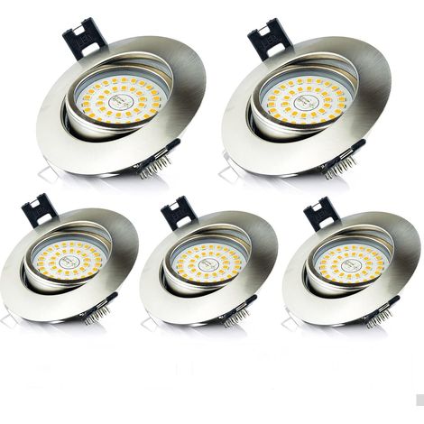 Spot Encastré LED 5W Blanc Chaud Rond Ultra Plat Encastré Plafonnier (Lot de 5)
