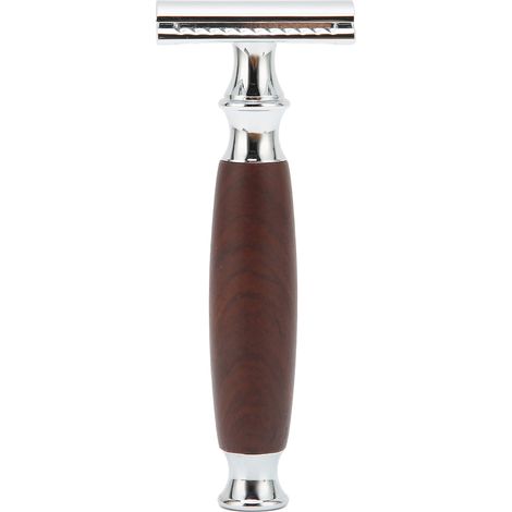 Rasoir de sécurité double lame pour homme, manche en bois et alliage de zinc, portable pour salon à domicile, rasoir manuel (sans lame) (1/5)