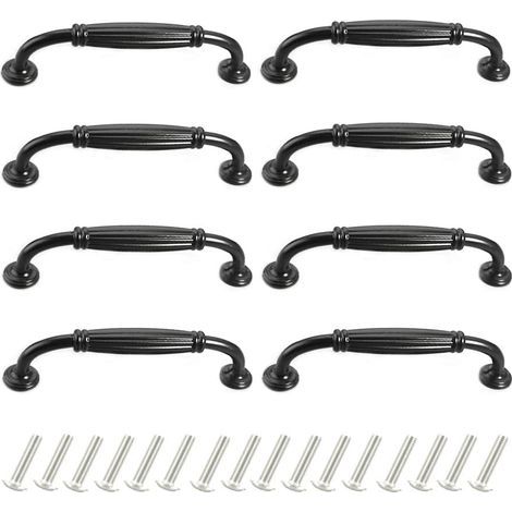 poignee de meuble cuisine noir 96mm 8 Pièces Poignée de Porte Poignee de Meuble Vintage Poignet de Porte Cuisine Alliage d'aluminium Poignee Meuble pour Porte,Espacement des trous de 96mm (1/5)