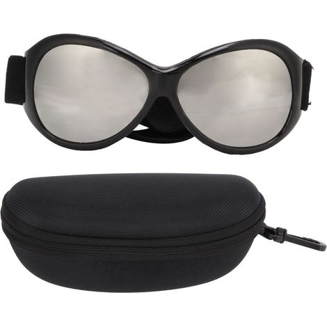 Lunettes de protection pour chien anti-vent, lunettes de soleil canines avec sangle réglable - Noir Argenté (1/5)