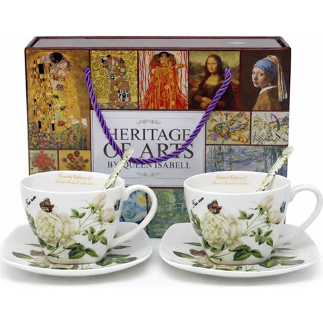 Juego de 2 tazas de porcelana Rosas Blancas - Reina Isabel 250 ml (1/5)