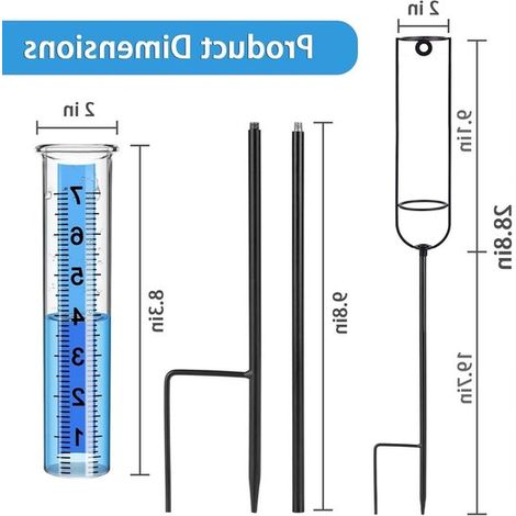 7 Zoll Regenmesser für den Außenbereich Kunststoff Regenmesser Regenmessgerät mit Metallstange gut ablesbar abnehmbarer Regenmesser für Garten un (1/5)