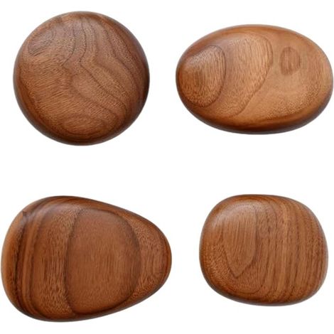 Lot de 4 patères murales en bois, patères en bois, porte-manteaux, boutons de meuble en bois, crochets muraux pour écharpes, sacs, chapeaux, chambre à coucher, maison (1/5)