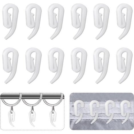 100 Stück, Gardinenhaken, Gardinenclips, Badezimmerhaken, dekorative Fensterleisten, für Fenster, Türen und Dusche, 2,8 x 1,2 cm, Weiß (1/5)