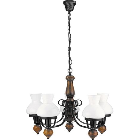 Lampadario Petronel stile lampada a petrolio nero 5xE27 Rabalux (1/3)