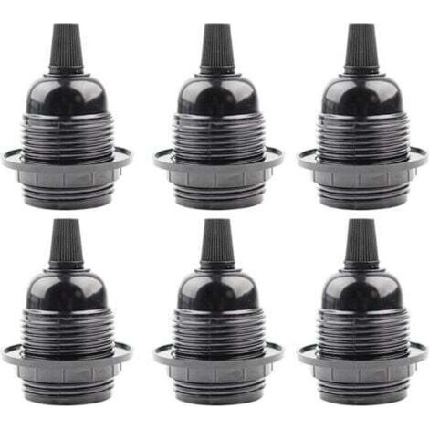 Douille E27 en plastique noir – 6 pièces, pour abat-jour, lampe de table, lampadaire ou plafonnier, fixation par vis (1/5)