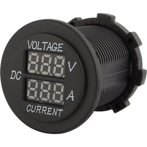 Voltmetro amperometro 12-24 V, tester di corrente e tensione digitale per motociclette 2 in 1, display digitale LED rosso rotondo 0-15 A