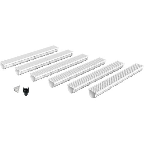 MEA – Caniveau d'évacuation extérieur 1m – Grille en plastique recyclé gris – Largeur utile 10cm – Résistant aux intempéries – Installation rapide