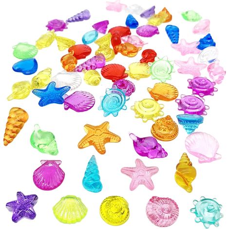 136pièces Jouets de Plongée, Ensemble de Gems en Coquillage/Conque/Étoile de Mer Acrylique Coloré, Jouets de Piscine pour garçons et Filles pour Fêtes à Piscine, Jeux de Plage Chasses au Trésor (1/5)