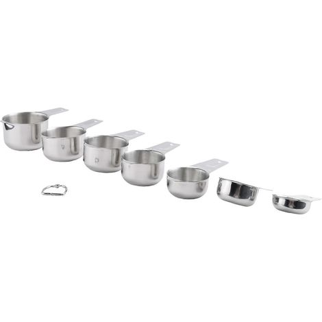 Set mit 7 Messbechern inklusive 30 ml (1/8 Tasse) Kaffeemesslöffel, Messbecher aus Edelstahl, stapelbares 7-teiliges Set mit Ausgießer (1/5)
