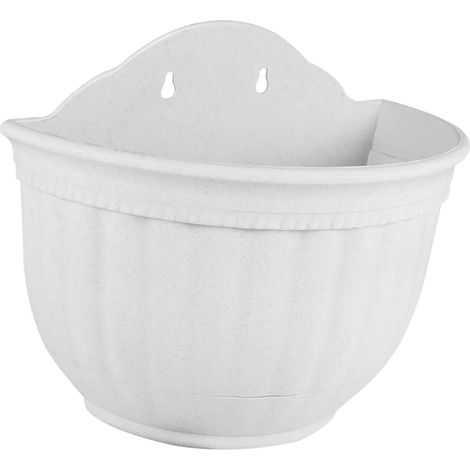 Jardinière murale suspendue semi circulaire CHILDWEET, en plastique blanc, design texturé similicuir (1/5)