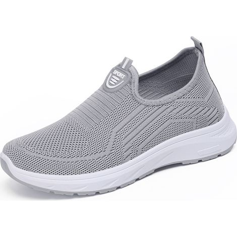 Baskets orthopédiques Willtoo en maille pour femmes – Respirantes, coupe large, grises, pointure 8,5 – Conviennent aux infirmières e (1/5)