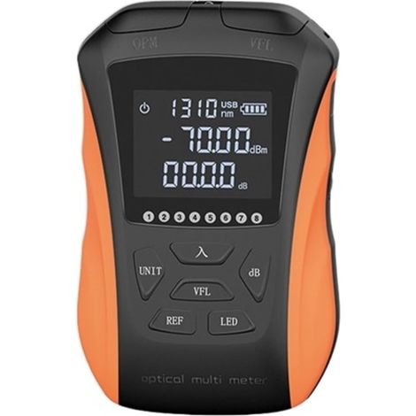 Compteur de puissance optique Compteur de puissance optique 6 en 1, mini stylo à fibre rouge de haute précision rouge, télémètre de lumière de testeur RJ45 de lumière de fibre rechargeable de 15 km Co (1/5)