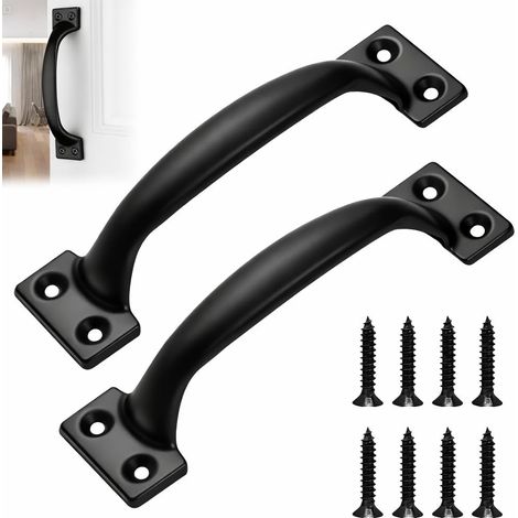 2 Pcs Poignée Porte Coulissante Noir 143mm, Poignée Meuble avec 8 Vis pour Portails en Bois Cabanon Placard et Meuble Usage Extérieur et Intérieur (1/5)