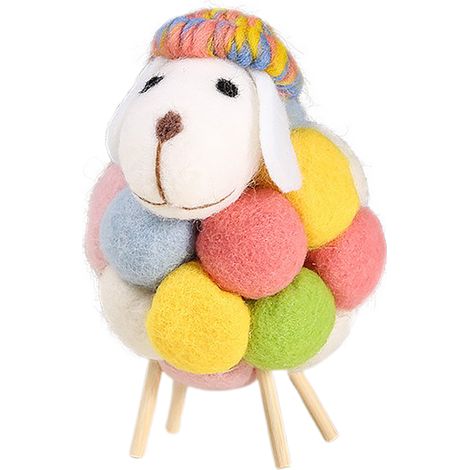Figura de oveja (11 x 11 x 16 cm) – Oveja de dibujos animados con corazón, decoración de lujo para la sala de estar, la vitrina de vinos y la habitación infantil moderna. (1/2)