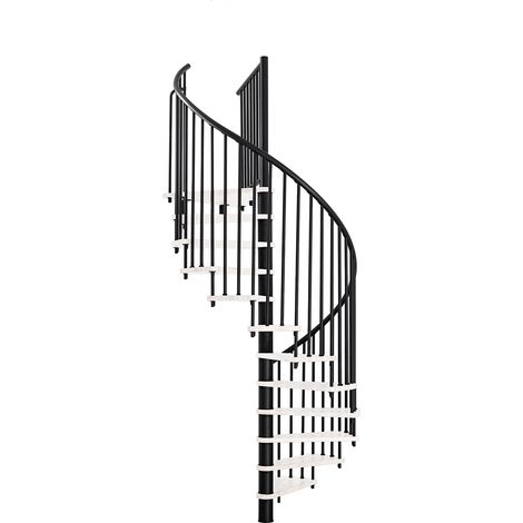 Minka Spindeltreppe Spiral Smart 38 - 305,5cm Geschosshöhe Weiß Schwarz 160cm Durchmesser