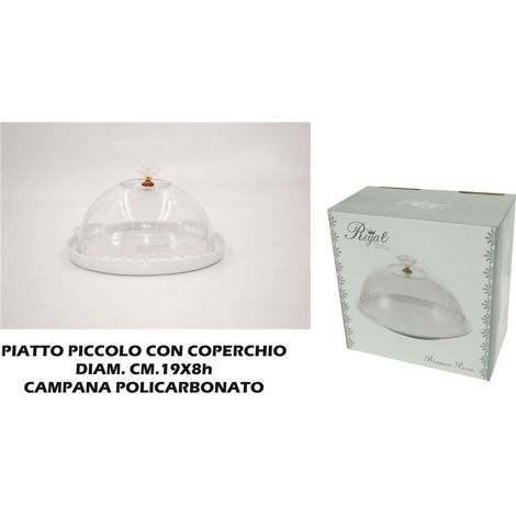 Copritorta Copridolci Piatto in Ceramica Bianco Piccolo 18,5 cm