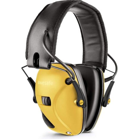 Casque anti-bruit électronique pour tir et chasse, réduction du bruit 22 dB, amplification sonore, jaune