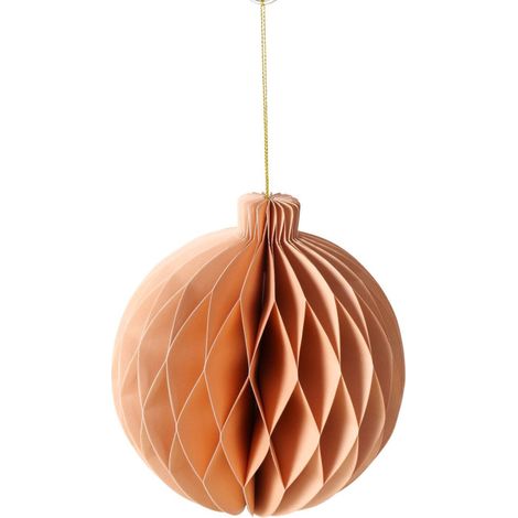 Boule de Noël en papier pliage rose 13.5x13.5x15cm (1/5)