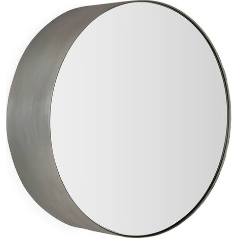 miroir mural métal finition nickel vieilli style industriel chic - nickel vieilli argent patiné (1/4)