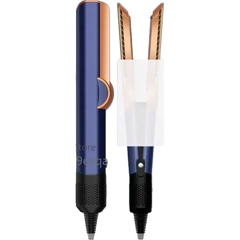 Spazzola ad aria calda, schermo LCD, tecnologia agli ioni negativi, piastra per capelli blu (1/2)