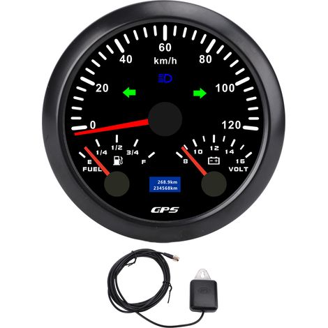 Ortviai Compteur de vitesse GPS 85 mm avec odomètre, voltmètre et jauge de carburant CX8303B, rétroéclairage 7 couleurs (1/5)