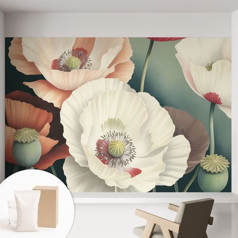 Carta Da Parati Non Tessuto - Con Colla Inclusa per Camera da Letto - Facile da Applica - Motivo decorativo Bellezza floreale 152x104 cm (1/5)