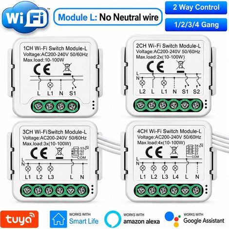 Tuya Modulo Interruttore Smart WiFi Senza Neutro Universale per Luci  3 (1/5)
