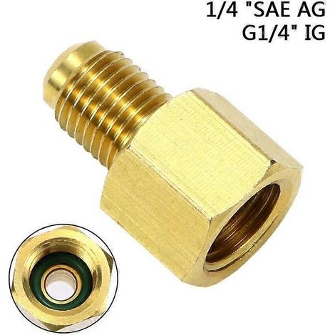 Adaptateur durable 1/4 SAE AG x G 1/4 IG pour réducteur de pression d'azote sur tuyau de climatisation, en laiton résistant à la corrosion-AquaForge (1/5)