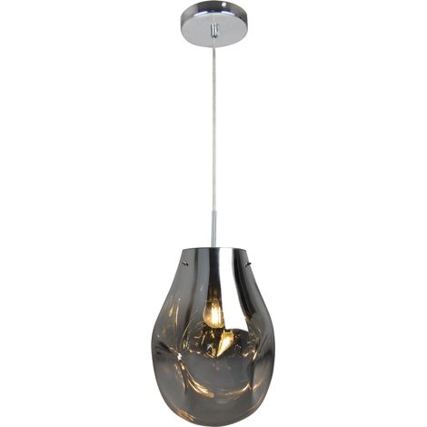 Suspension Polux Kimberly Ø20 noir verre E27 chromé (1/5)