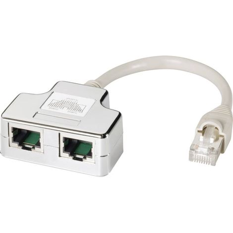 EFB Elektronik RJ45 réseau informatique Adaptateur Y CAT 5e [2x RJ45 femelle - 1x RJ45 mâle] 15.00 cm métal R02890 (1/3)