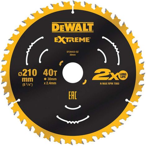 DeWALT Accessori - Disco da taglio per legno, 210x30 mm, 44 denti DT20433 (1/2)