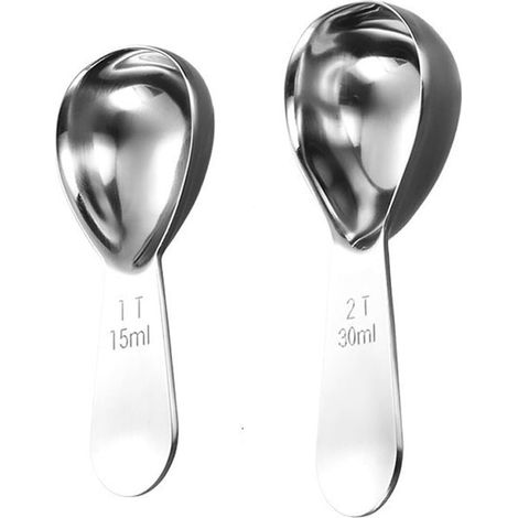 Juego de cucharas de café de acero inoxidable，de 15 ml y 30 ml，cucharas medidoras cortas para latas de café，cuchara medidora de café de precisión (1/5)