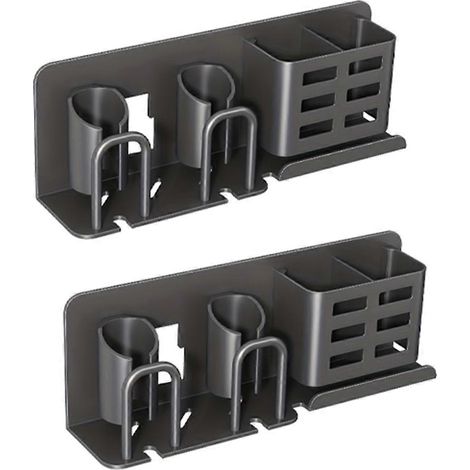 Lot de 2 supports muraux en aluminium pour brosses à dents électriques avec porte-dentifrice intégré. Organisateur de salle de bain. Sans gobelet ni électricité. (1/5)