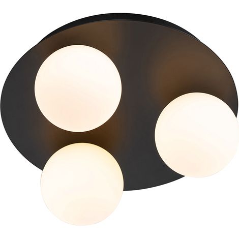 QAZQA Modern Bathroom Ceiling Light Black 3-Light - Cederic