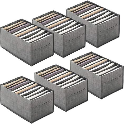 piezas Chemise Organisateur de Tiroir pour Vêtements Boîte de Rangement Portable en Non-tissé, Organisateur Placard à Compartiment Pliable pour Jean, Chandail (9 Grilles Poignée, 44x25x20cm)