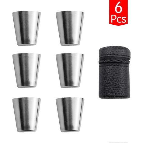 Verres à schnaps en acier inoxydable, lot de 6 verres à shot incassables, verres à schnaps en métal, gobelets en métal, verres à shot de poche (1/5)